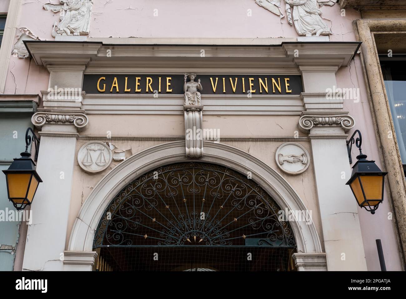 Ingresso alla Galleria Vivienne a Parigi, Francia Foto Stock