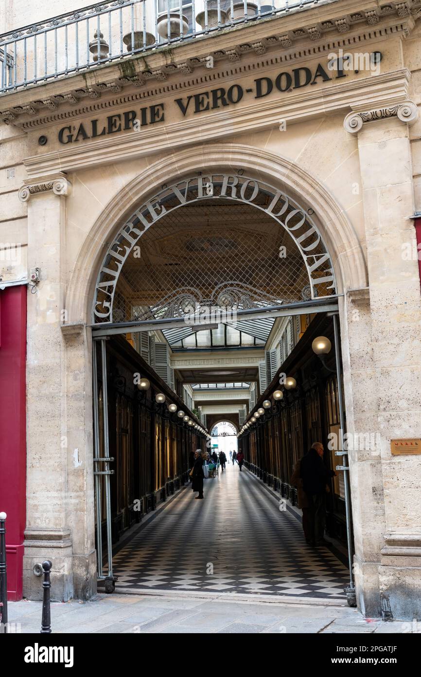 Ingresso alla Galleria vero-Dodat a Parigi, Francia Foto Stock