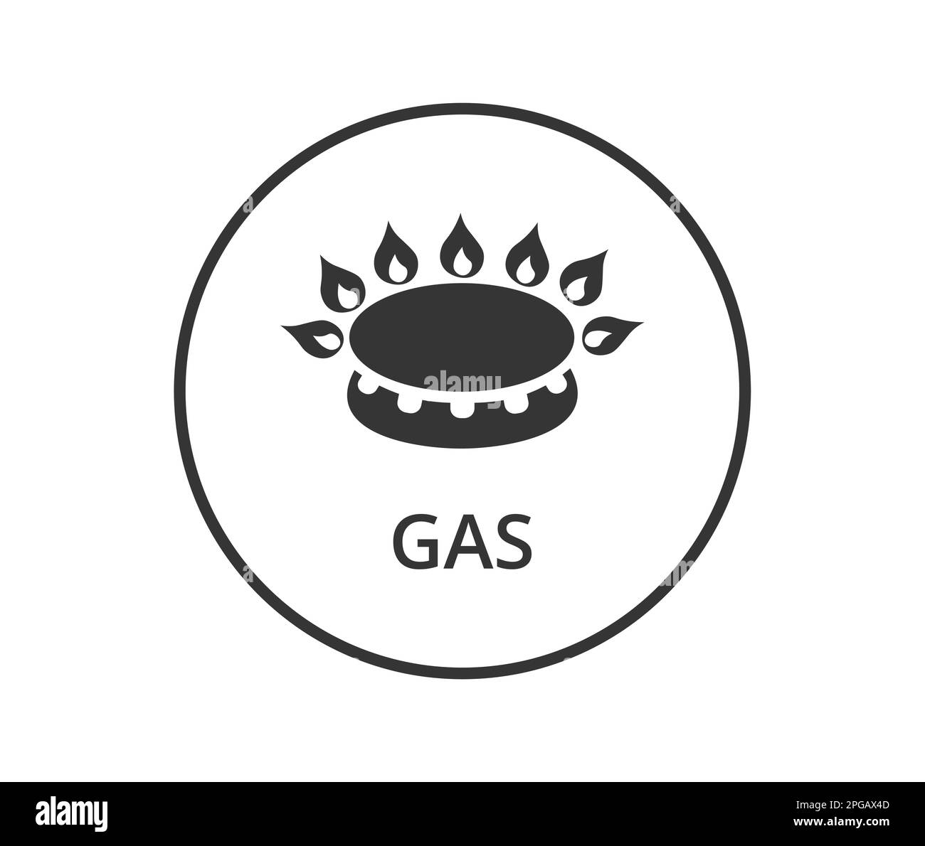 Icona di bruciatore di stufa a gas in un cerchio. Illustrazione vettoriale. Illustrazione Vettoriale