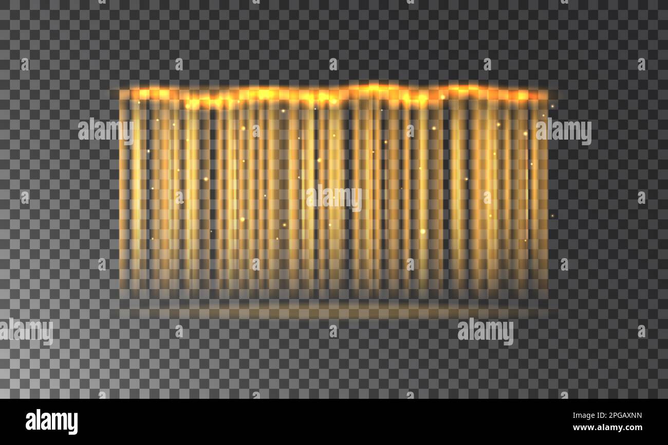 Fasci diretti di luce da palco gialla. Illustrazione vettoriale. Illustrazione Vettoriale