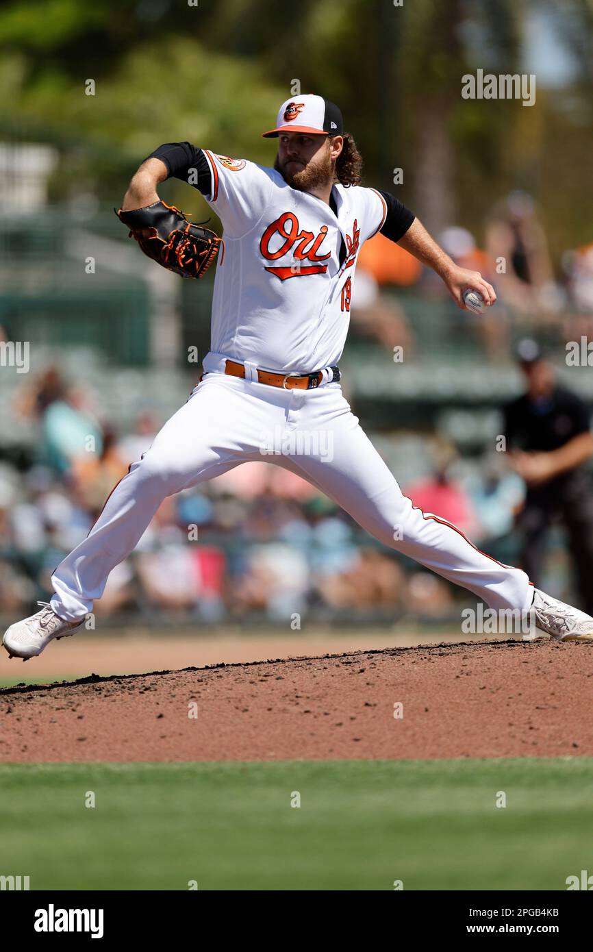 Sarasota FL USA; durante una partita di allenamento primaverile della MLB all'ed Smith Stadium. Gli Orioles battono i Red Sox 6-2. (Kim Hukari/immagine dello sport) Foto Stock