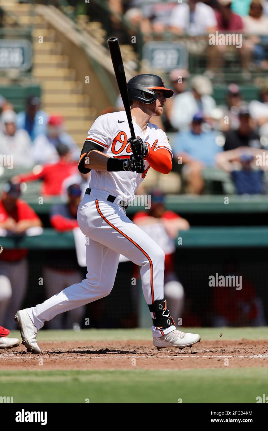 Sarasota FL USA; durante una partita di allenamento primaverile della MLB all'ed Smith Stadium. Gli Orioles battono i Red Sox 6-2. (Kim Hukari/immagine dello sport) Foto Stock