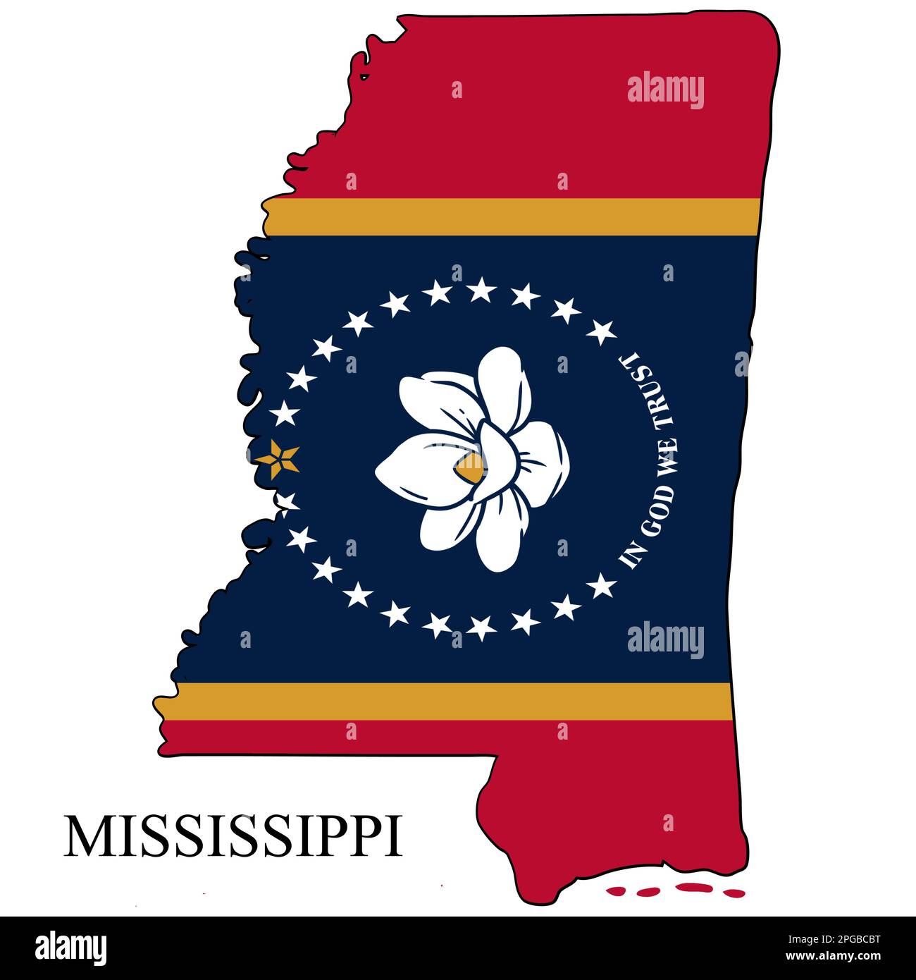 Illustrazione del vettore della mappa del Mississippi. Economia globale. Stato in America. Nord America. Stati Uniti. America. STATI UNITI Illustrazione Vettoriale
