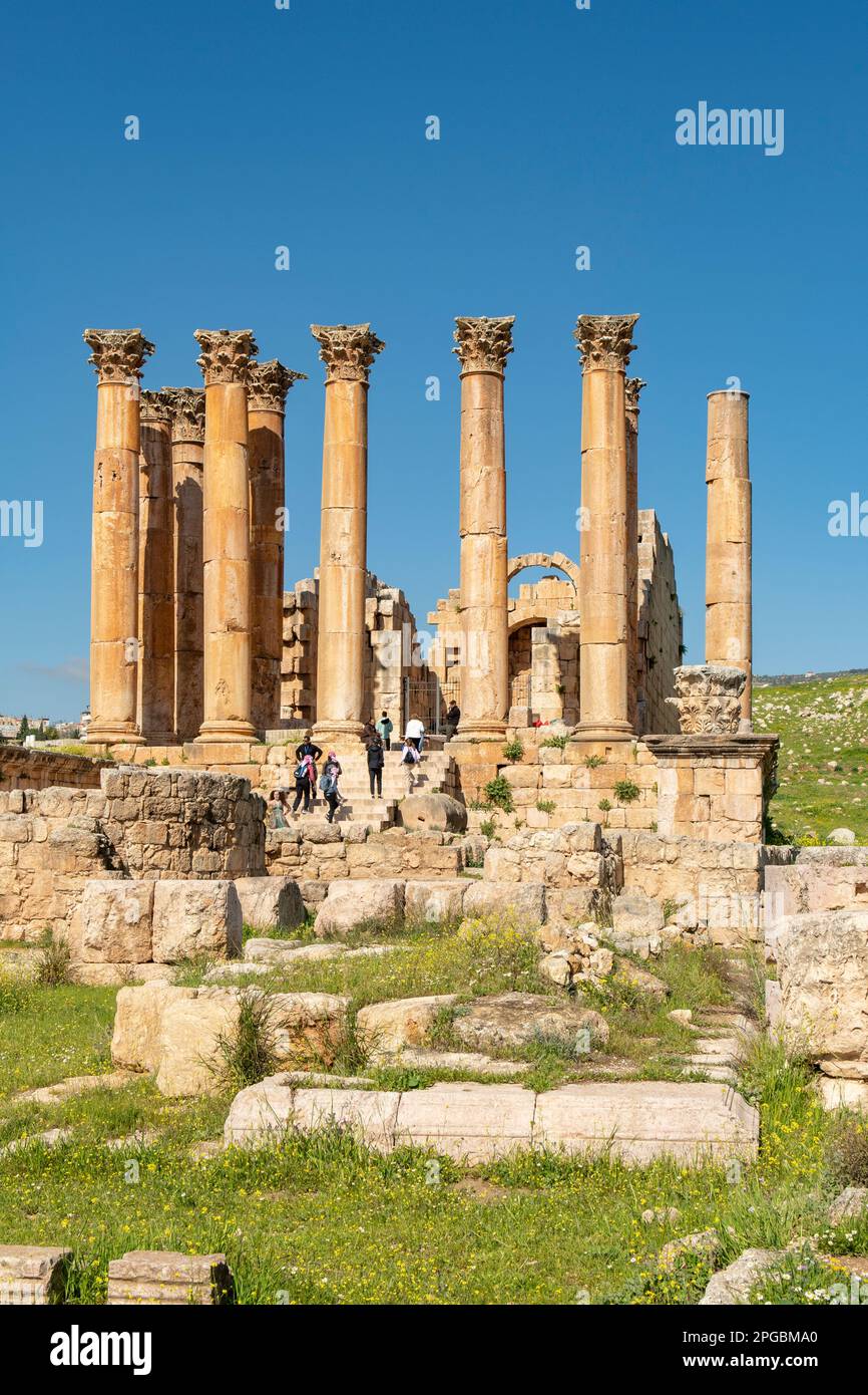 Santuario di Artemis, città romana di Gerasa, Jerash, Giordania Foto Stock