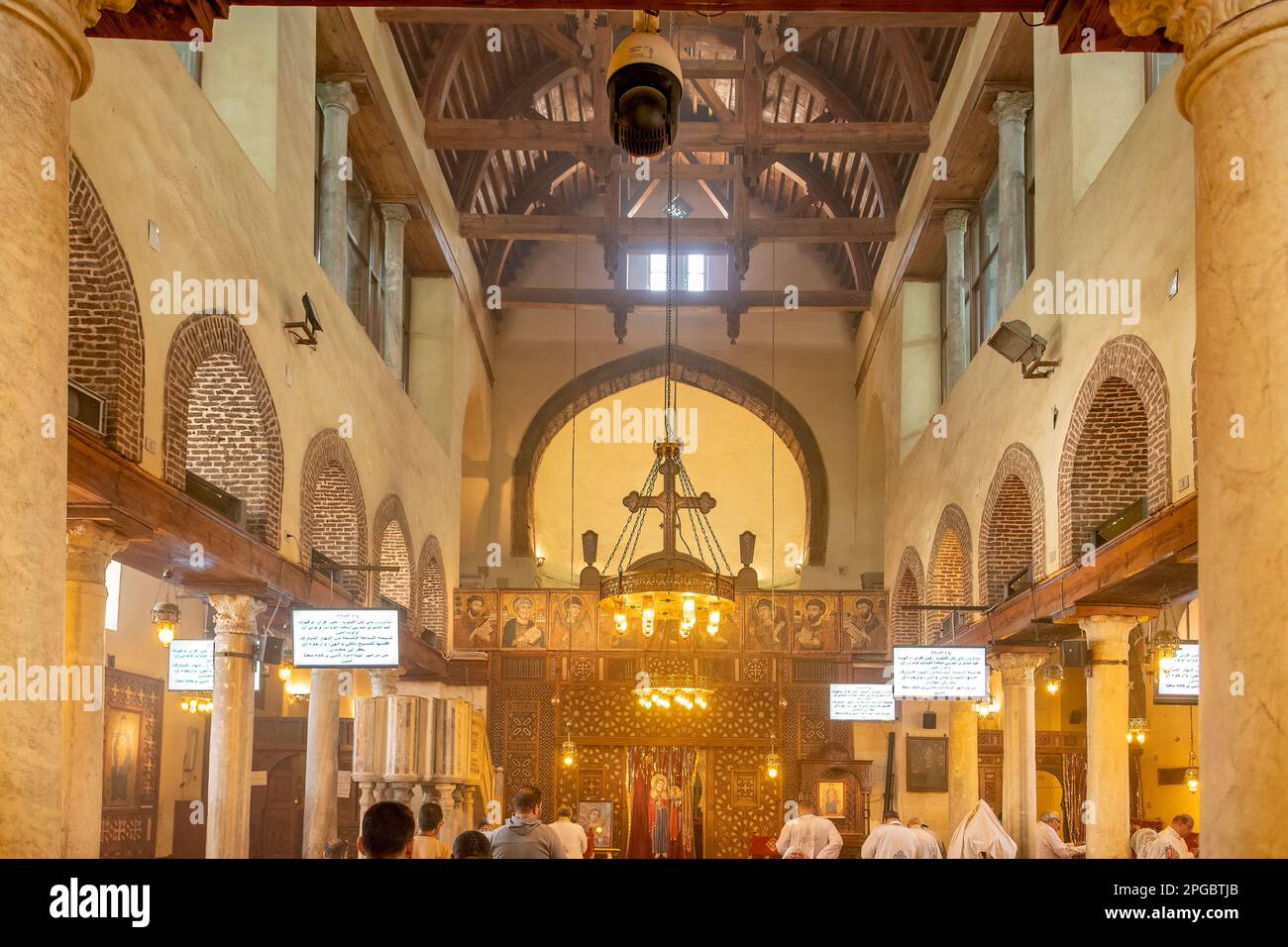 All'interno della Chiesa di Santa Barbara, Castello di Babilonia, il Cairo, Egitto Foto Stock