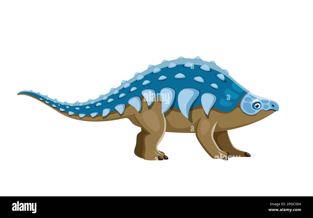 Fumetto Panoplosaurus dinosauro carattere. Mostro preistorico o rettile, lucertola del periodo cretaceo. Animale paleontologico, erbivoro isolato corazzato di Illustrazione Vettoriale