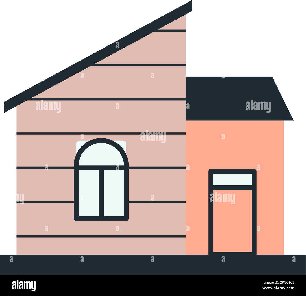 Vettore due case colorate l'una accanto all'altra eps 10. Vector due edifici residenziali con finestre e una porta eps 10 Illustrazione Vettoriale