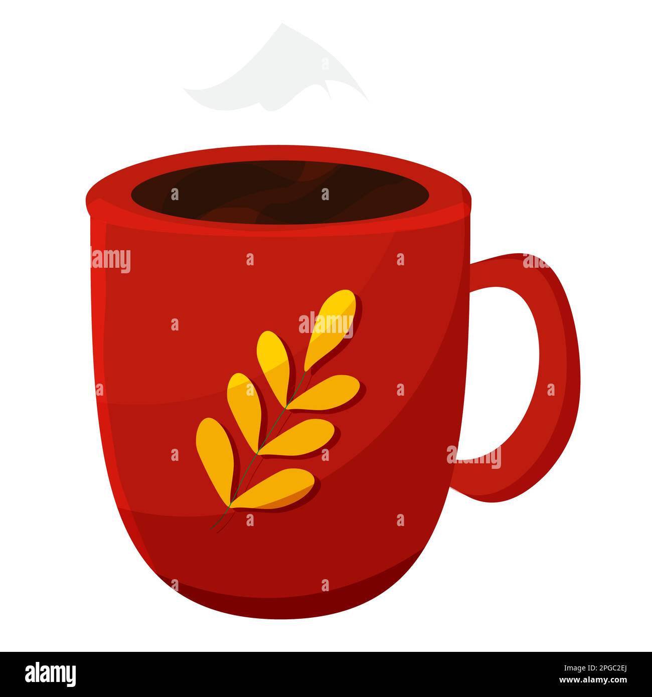 Tazza di caffè nero caldo, piatto da illustrazione vettoriale. Illustrazione Vettoriale