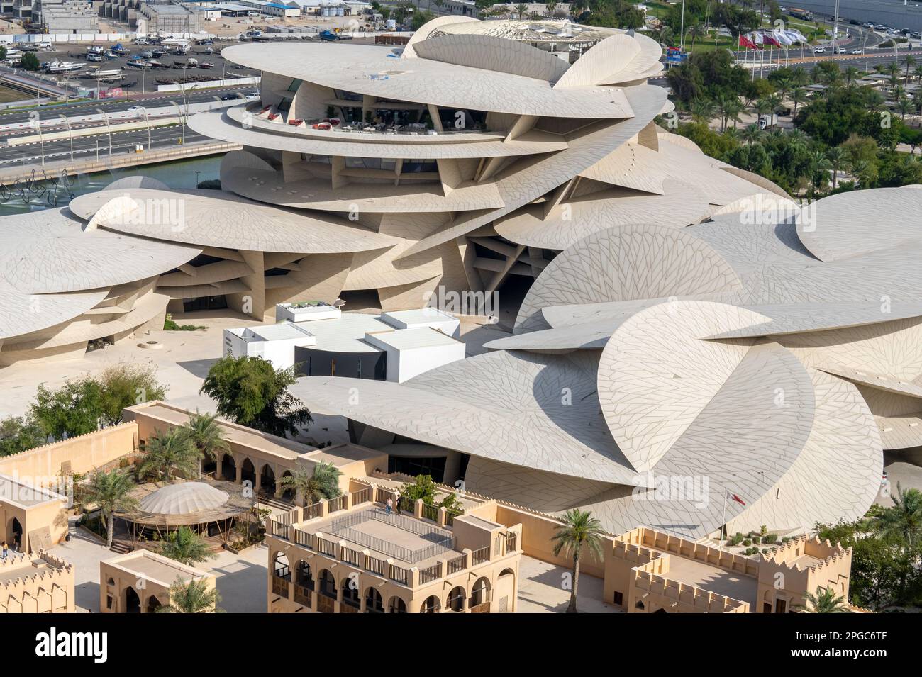 Veduta aerea del Museo Nazionale del Qatar Doha Qatar Foto Stock