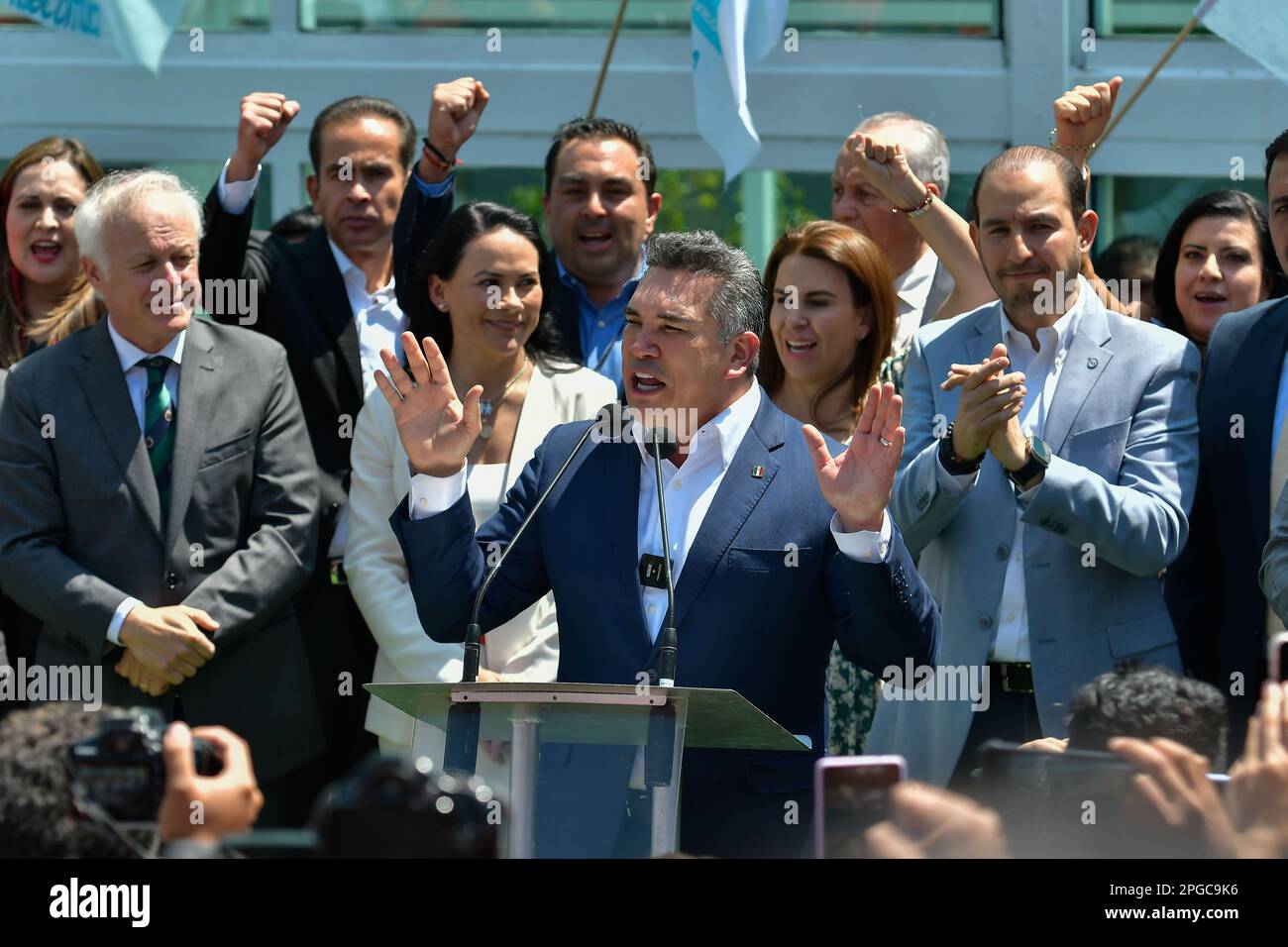 Non esclusiva: 21 marzo 2023 Toluca Messico : Alejandro Moreno , Presidente Nazionale del Partito rivoluzionario istituzionale, durante la registrazione Foto Stock