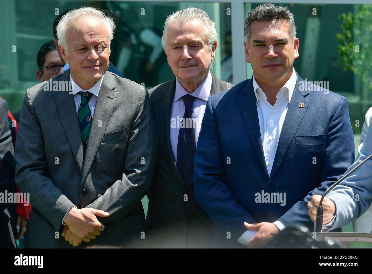 Non esclusiva: 21 marzo 2023 Toluca Messico : Erick Sevilla, Presidente di Stato del Partito rivoluzionario istituzionale, Alejandro Moreno , National Pr Foto Stock