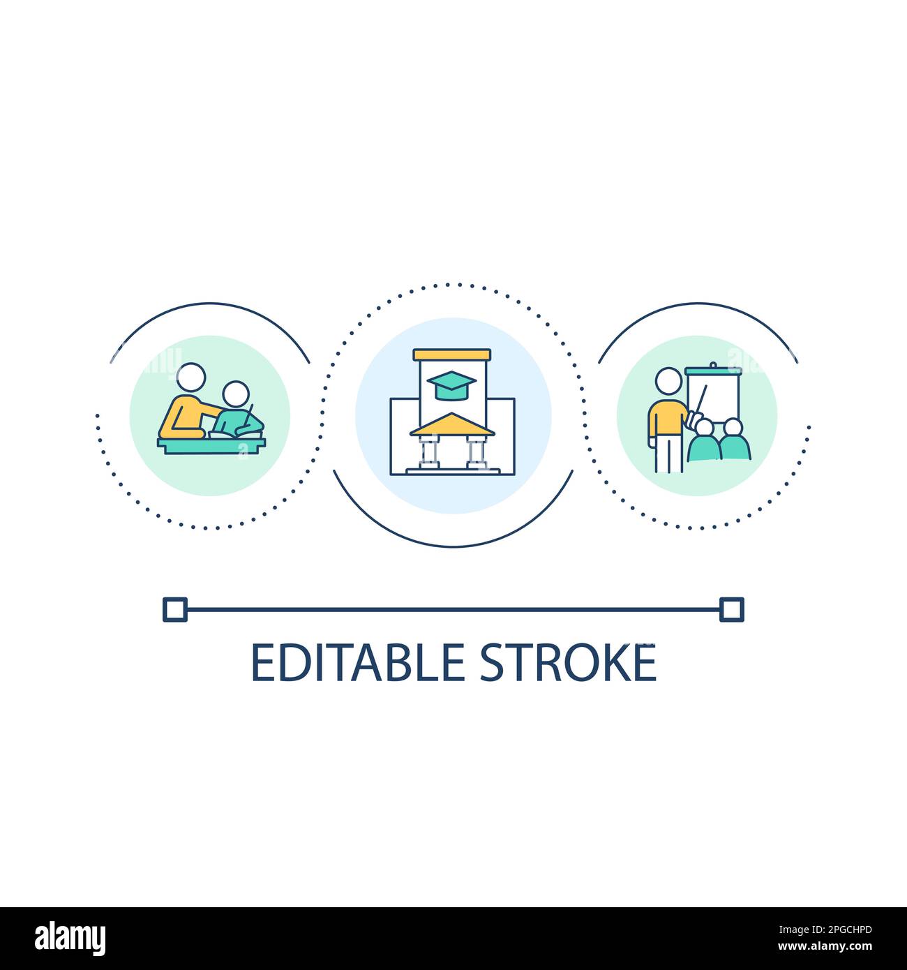 Icona del concetto di loop di lavoro delle istituzioni educative Illustrazione Vettoriale