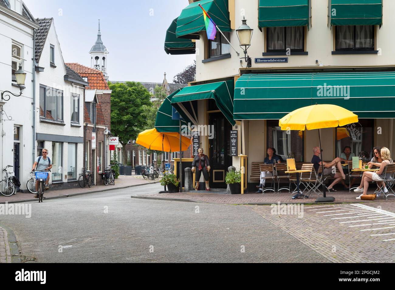 Vivace strada nel centro della città di Amersfoort. Foto Stock