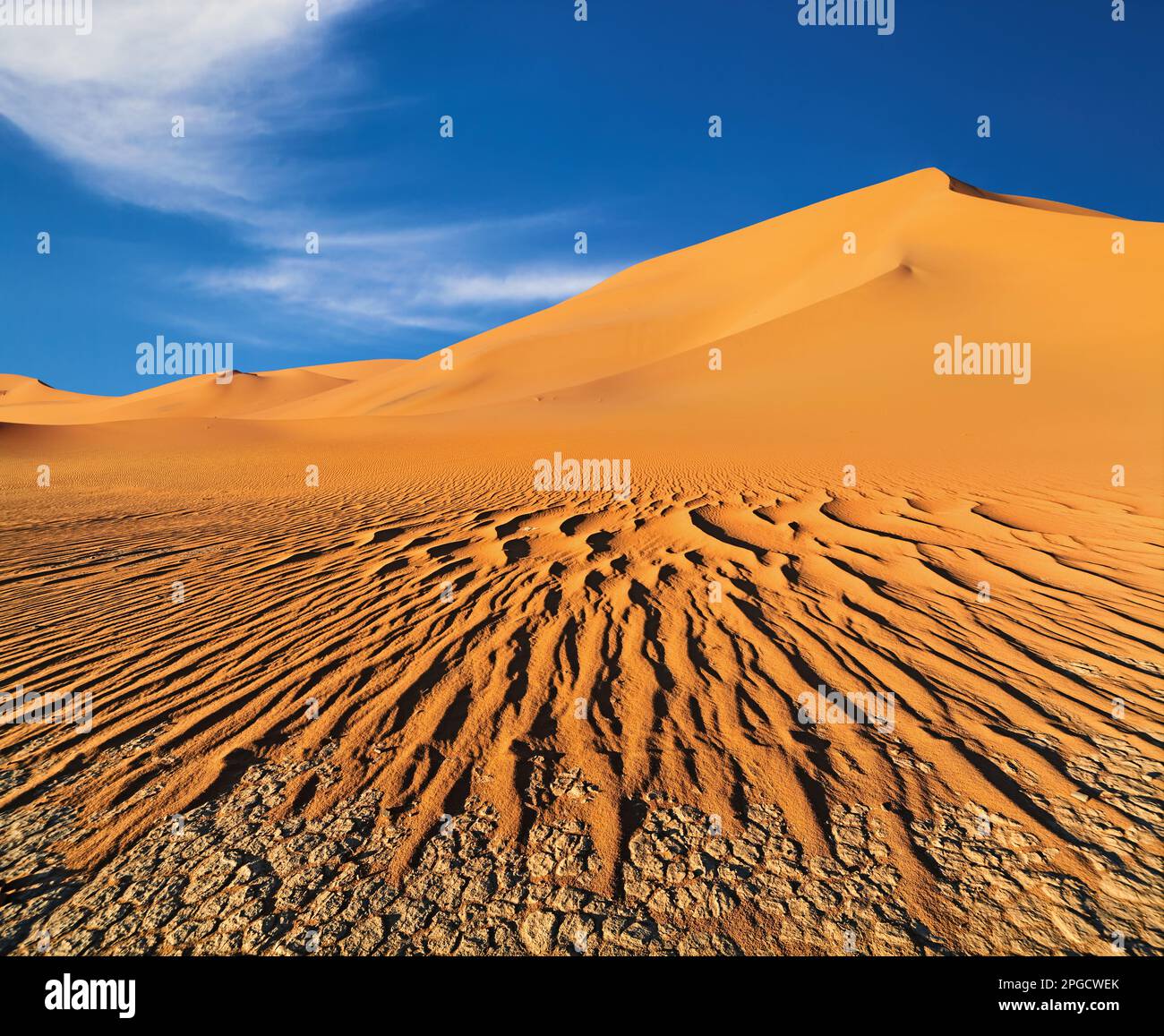 Grandi dune di sabbia del deserto del Sahara in Algeria Foto Stock