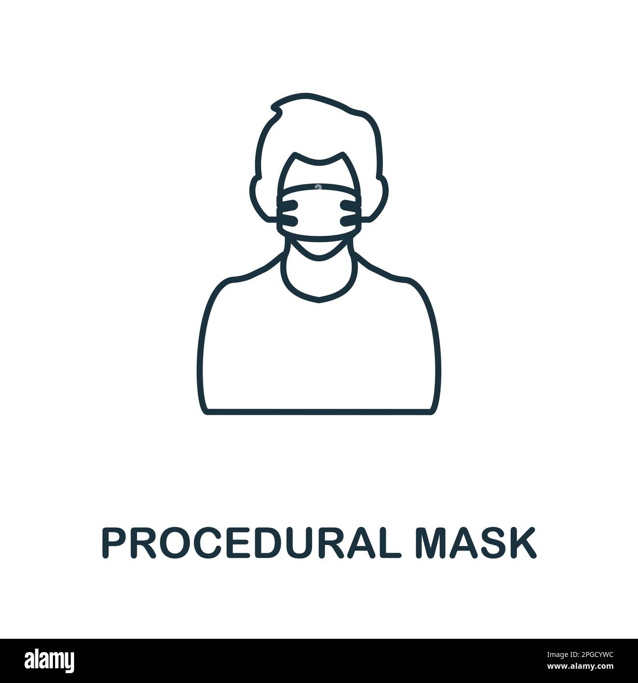 Icona riga maschera procedurale. Icona di contorno della maschera procedurale semplice monocromatica per modelli, web design e infografiche Illustrazione Vettoriale