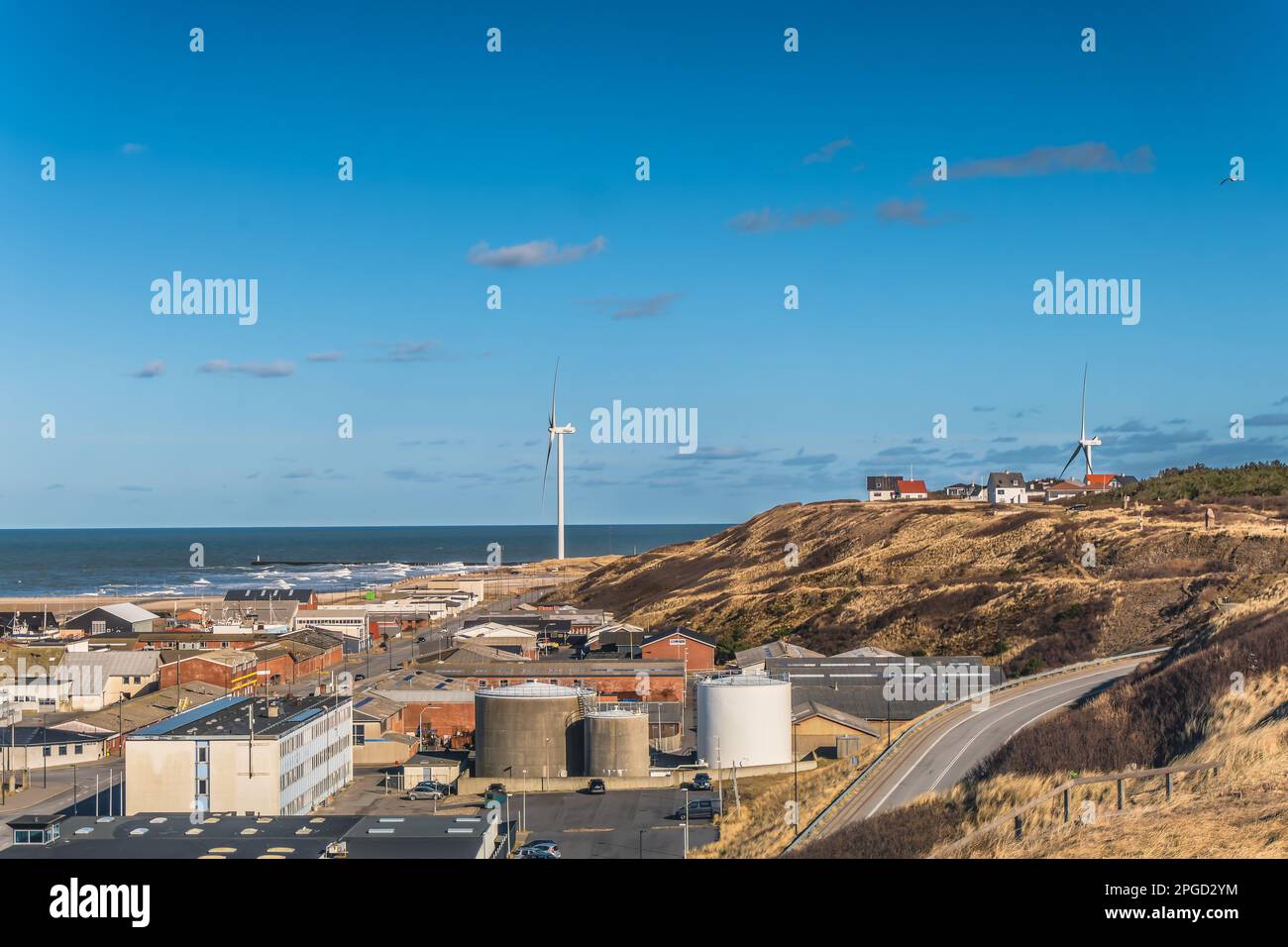 Porto di Hanstholm porto di pesca panoramica sulla costa del Mare del Nord in Danimarca Foto Stock