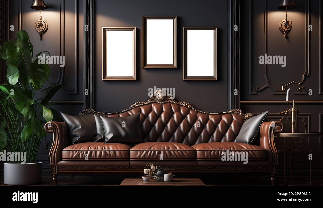 cornice con poster, immagine di sfondo moderna Foto Stock