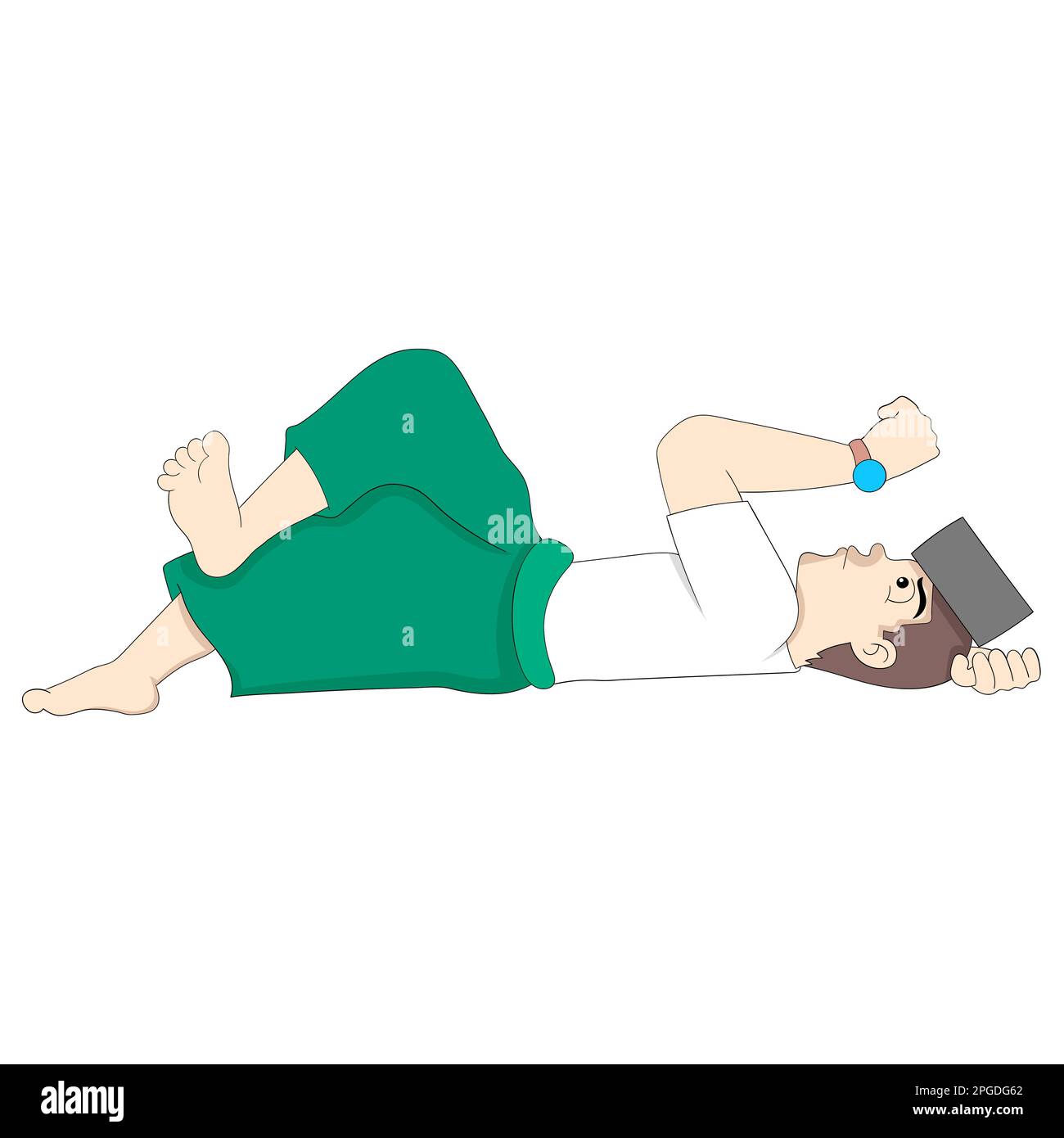 L'uomo si sta deponendo mentre guarda un pigro Illustrazione Vettoriale
