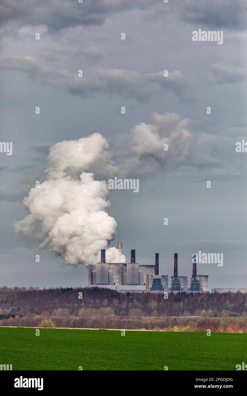 Centrale alimentata a lignite di RWE Power di Frimmersdorf Foto Stock