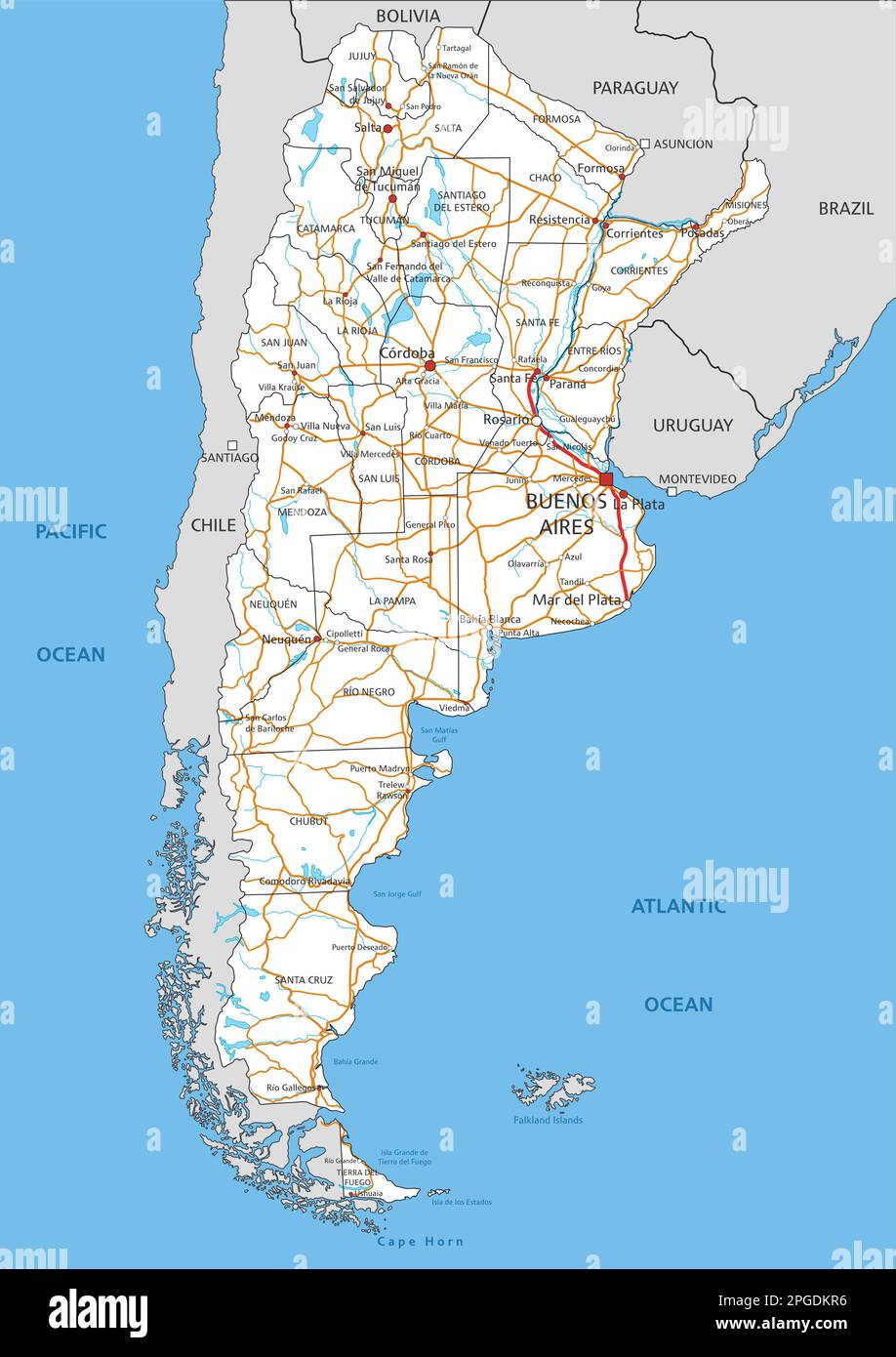 Mapa de relieve de argentina Immagini Vettoriali Stock - Alamy
