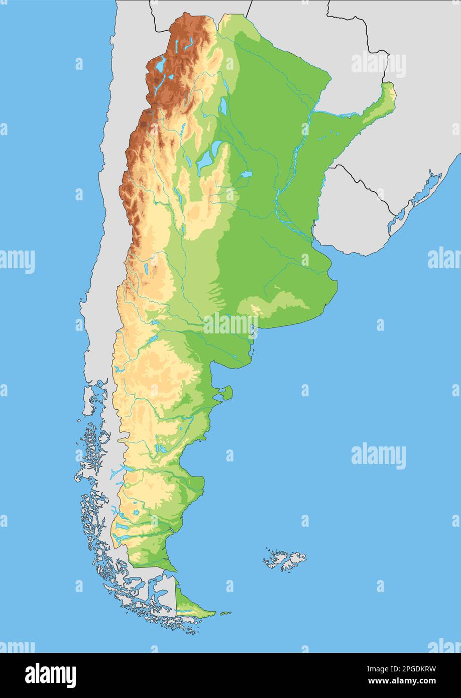 Mapa de relieve de argentina Immagini Vettoriali Stock - Alamy