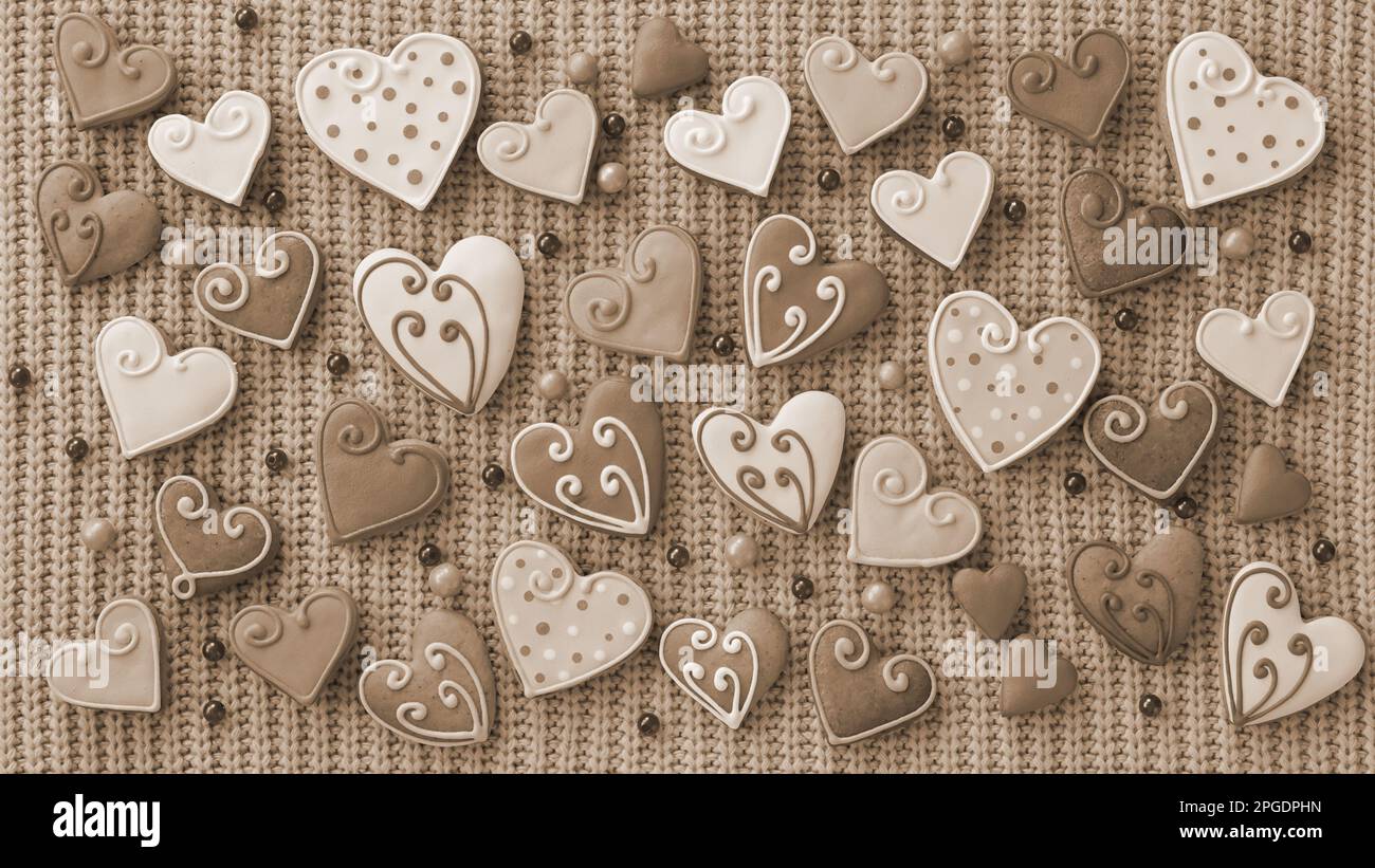 Pani di zenzero a forma di cuore. San Valentino Foto Stock