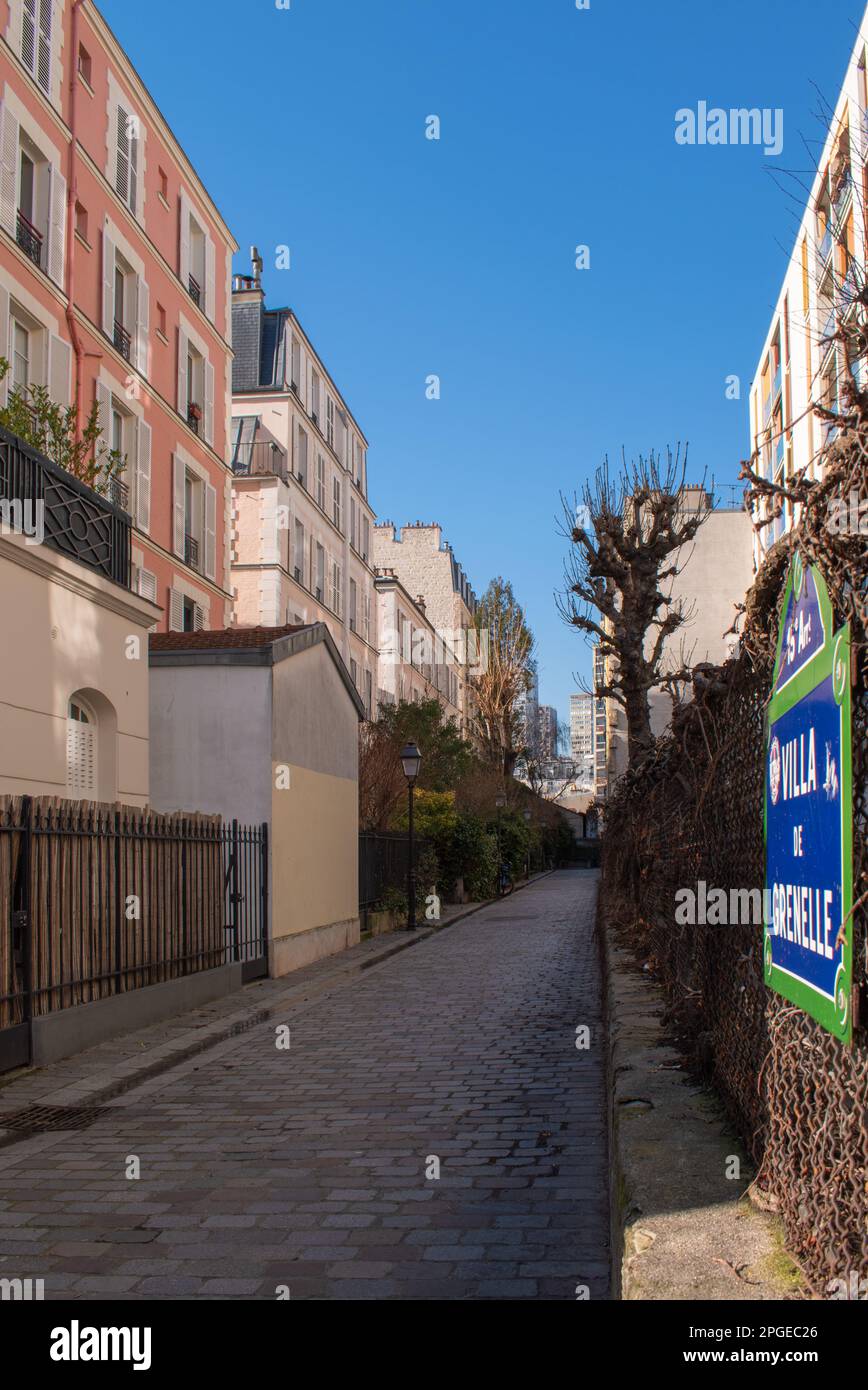 La Villa Grenelle, strada pedonale nel 15th ° arrondissement di Parigi Foto Stock