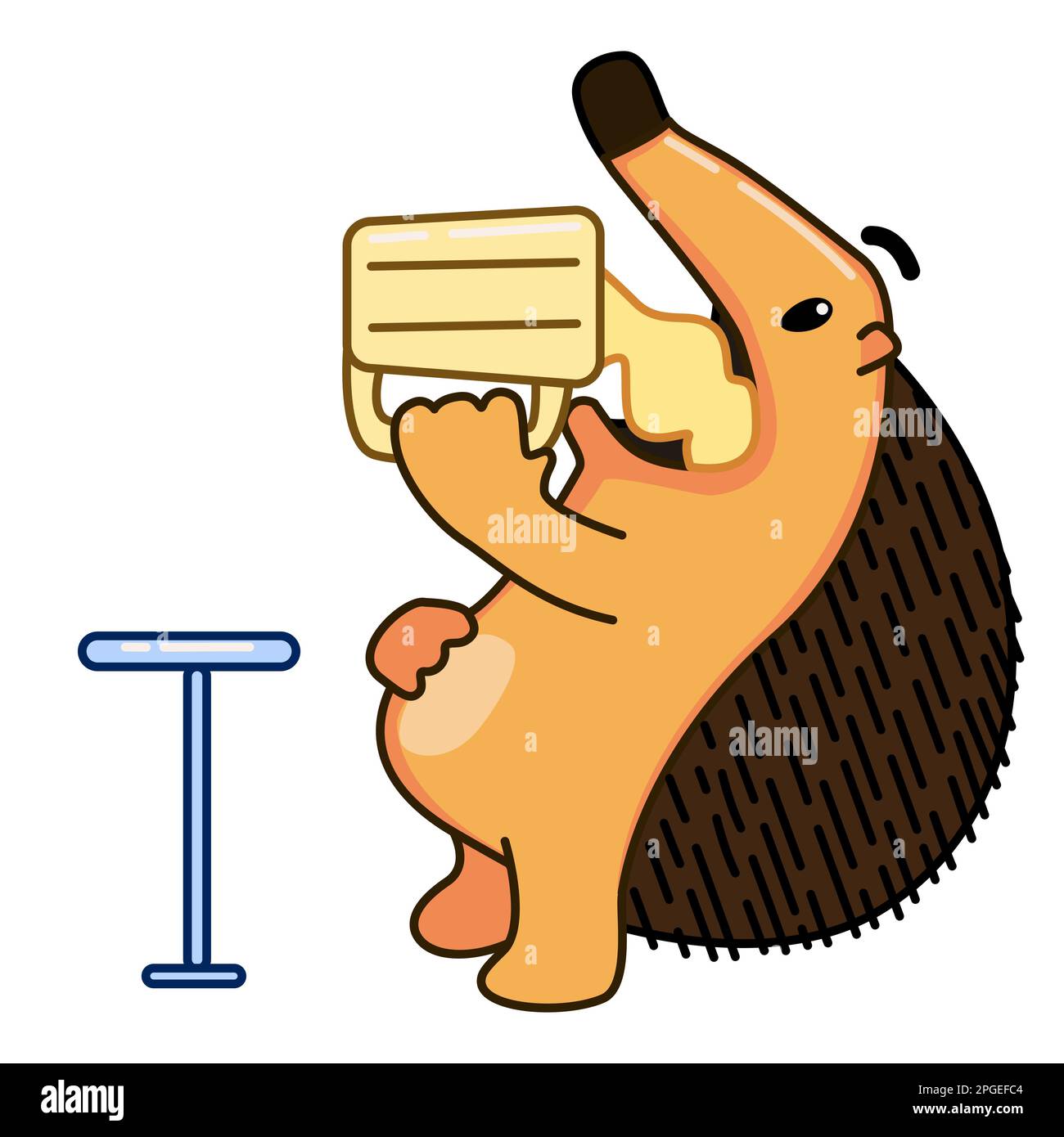 Hedgehog beve birra in un pub Illustrazione Vettoriale
