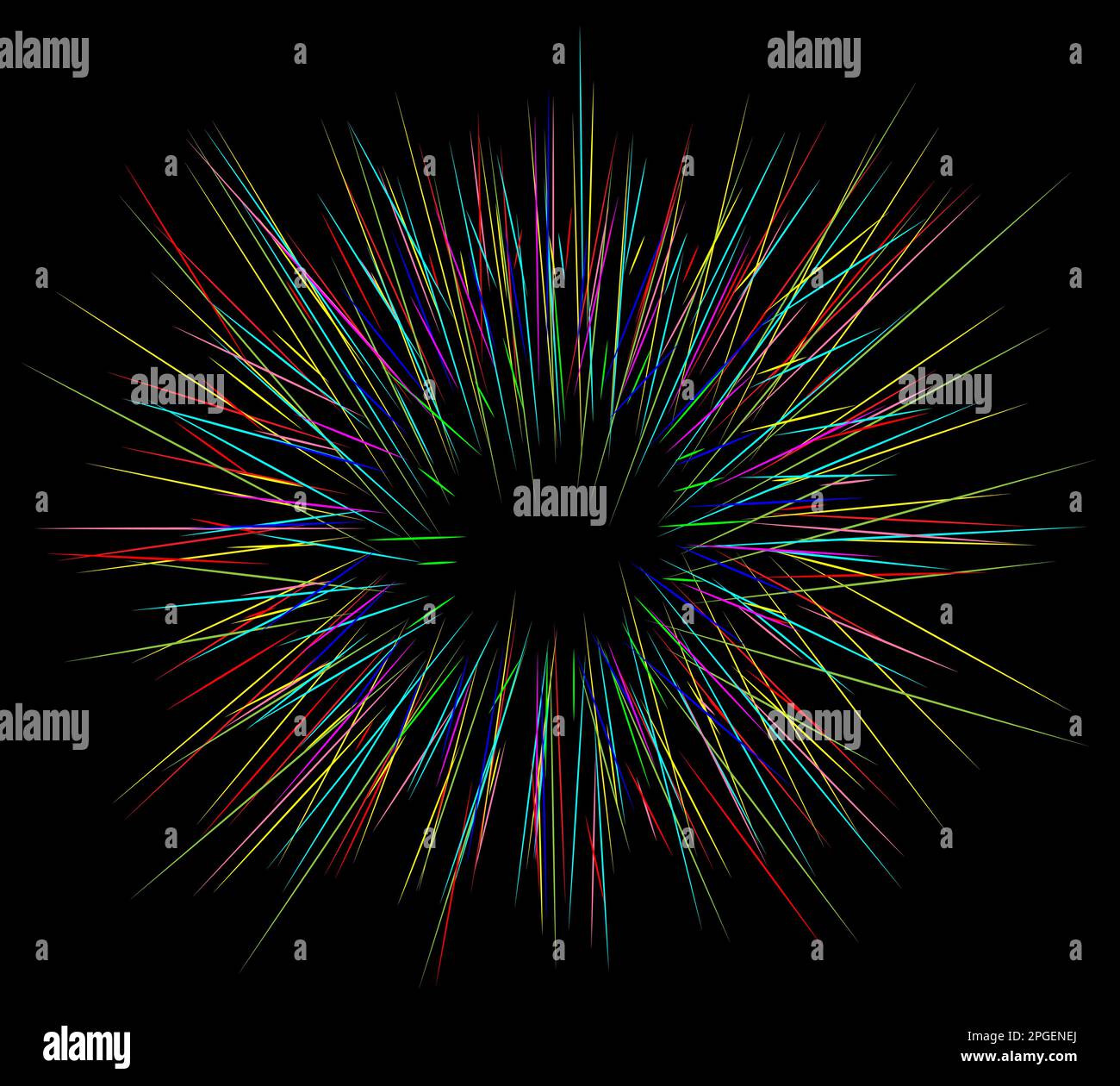 Esplosione della linea arcobaleno su sfondo nero. Illustrazione Vettoriale
