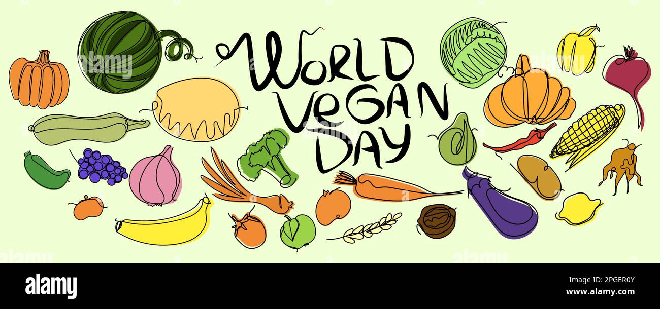 World vegan giorno lettering. Illustrazione Vettoriale