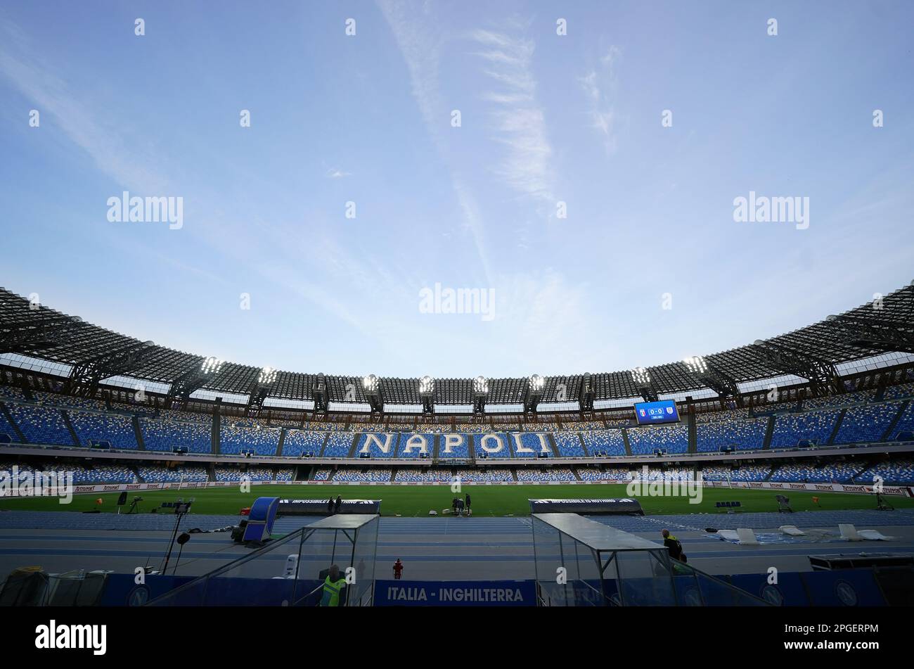 Vista generale dello stadio Diego Armando Maradona, Napoli, Italia. Data immagine: Mercoledì 22 marzo 2023. Foto Stock