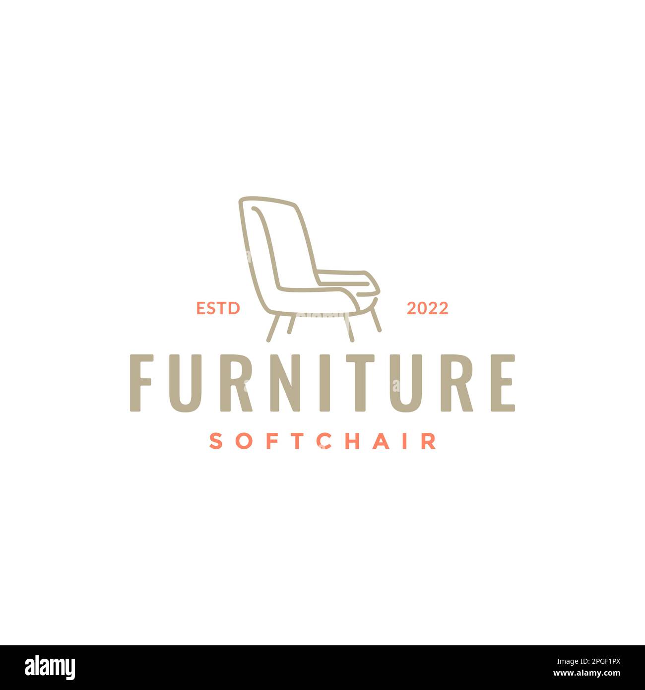 morbida sedia comfort divano mobili in legno linea interna minimalista moderno logo design vettore Illustrazione Vettoriale