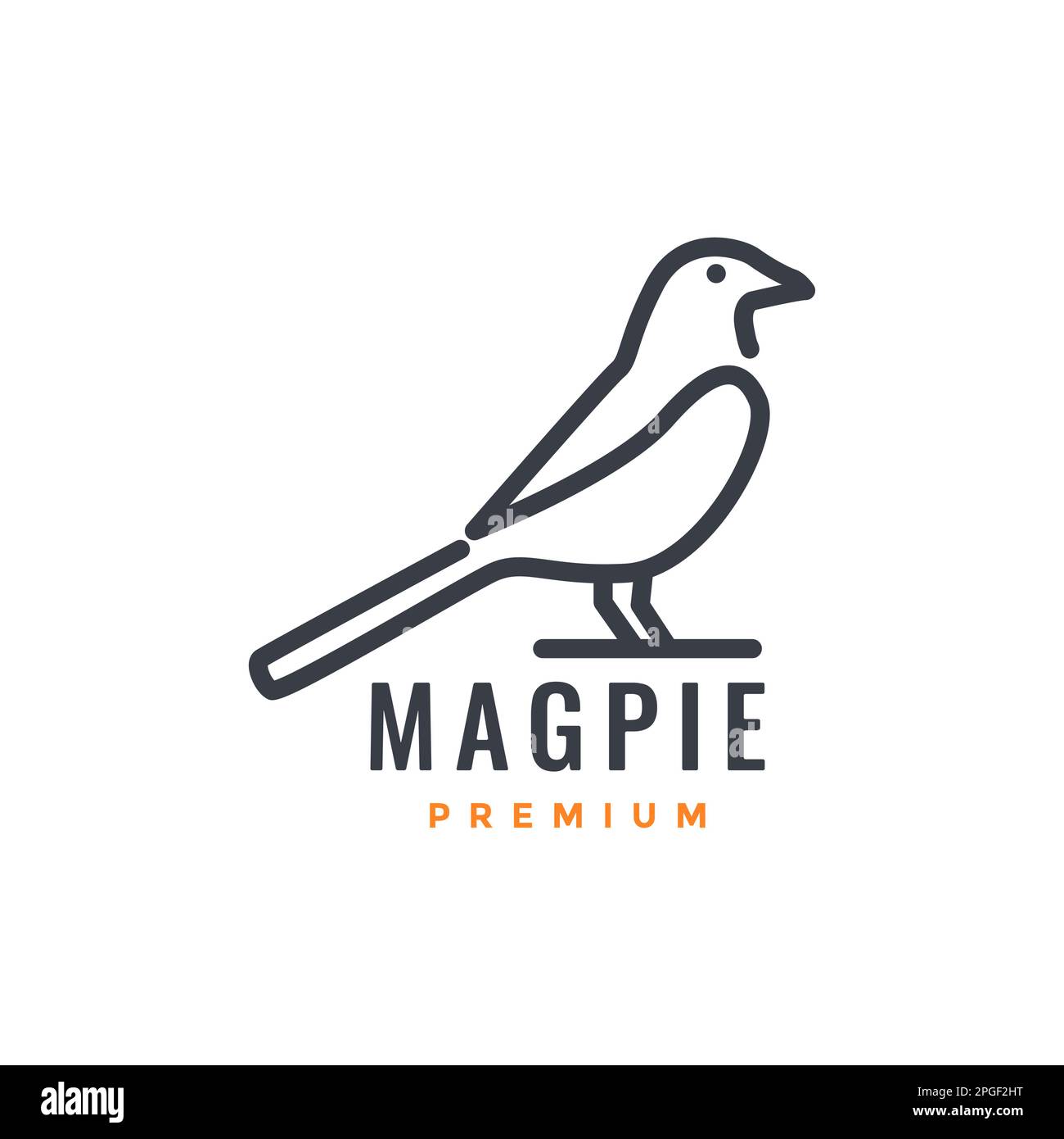 magpie uccello foresta cantante linea arte moderno logo disegno vettore Illustrazione Vettoriale