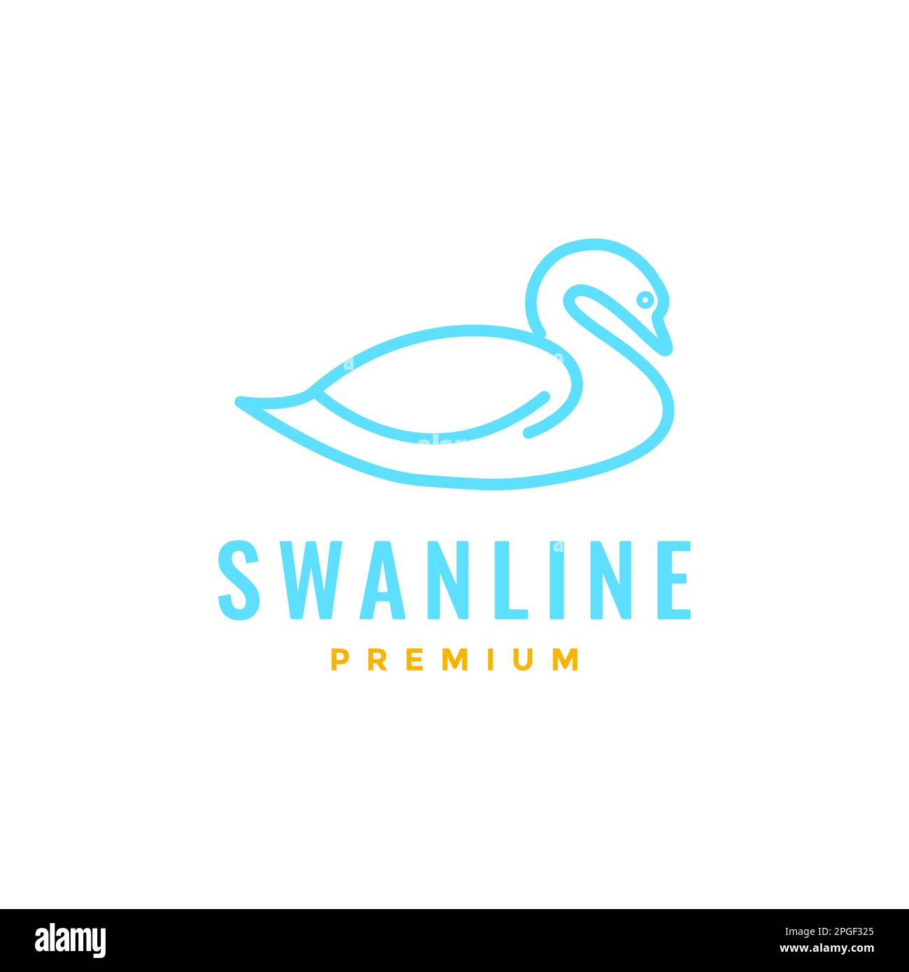 swan lago nuoto lago acqua relax linea moderno logo design vettore Illustrazione Vettoriale