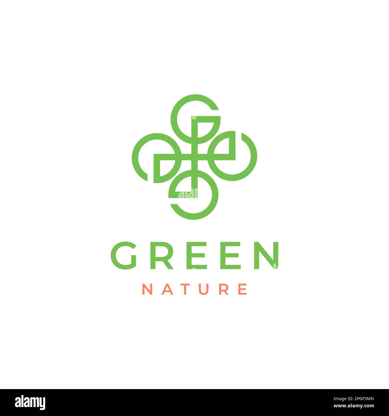 cerchio verde natura riciclare foglie geometrico logo disegno vettore Illustrazione Vettoriale