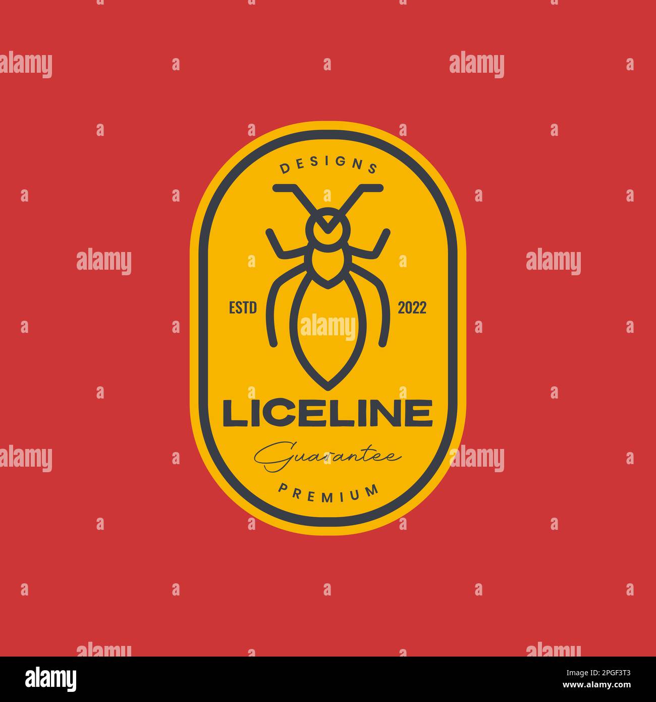 linea di pidocchi insetti animali minimal badge vintage logo design vettoriale Illustrazione Vettoriale