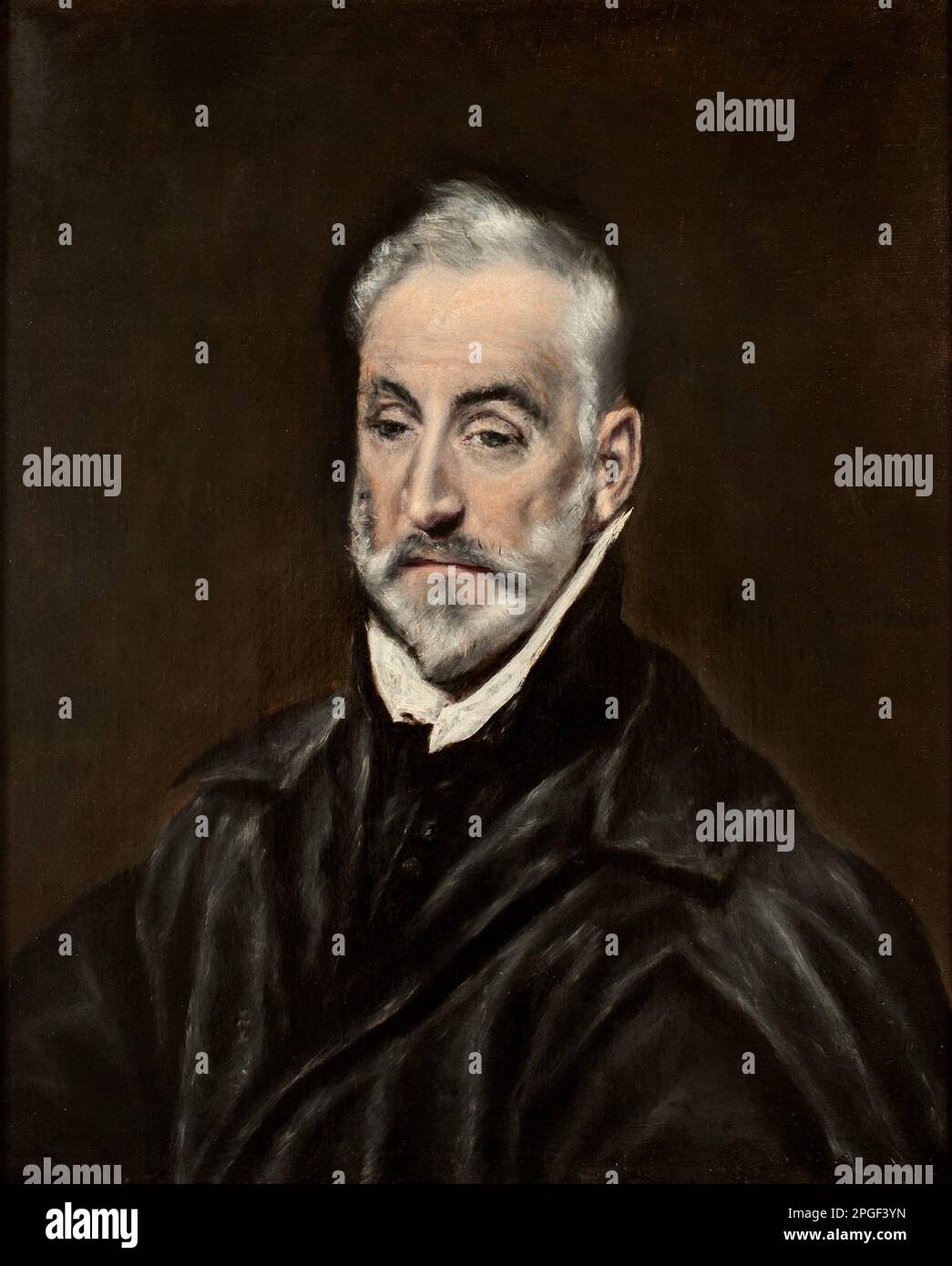 Ritratto di Antonio de Covarrubias y Leiva (1514-1602), giurista e umanista spagnolo tra il 1597 e il 1600 circa di El Greco Foto Stock