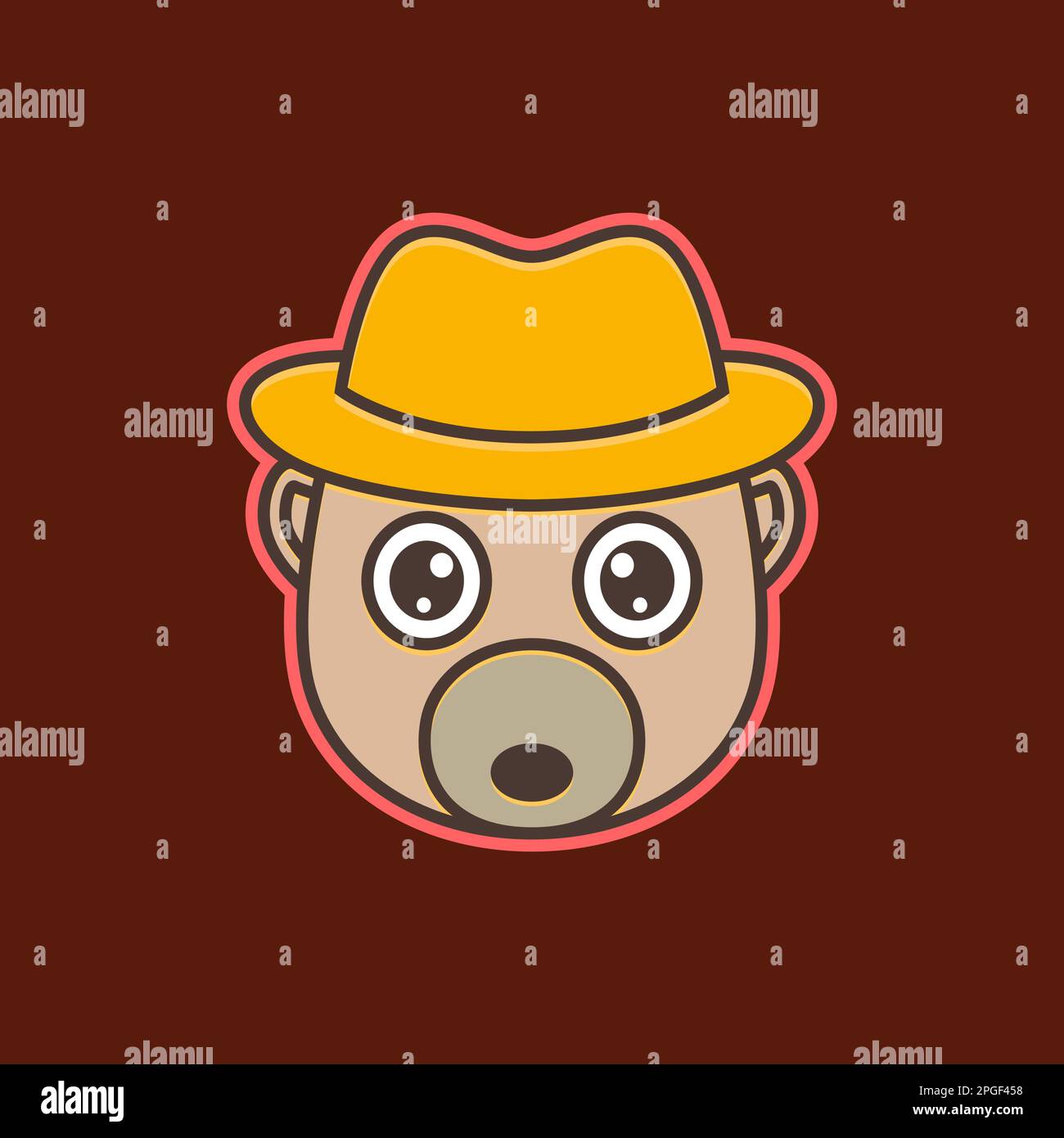 animale bambino orso cute mascotte cappello cartone animato colorato moderno logo disegno vettore Illustrazione Vettoriale