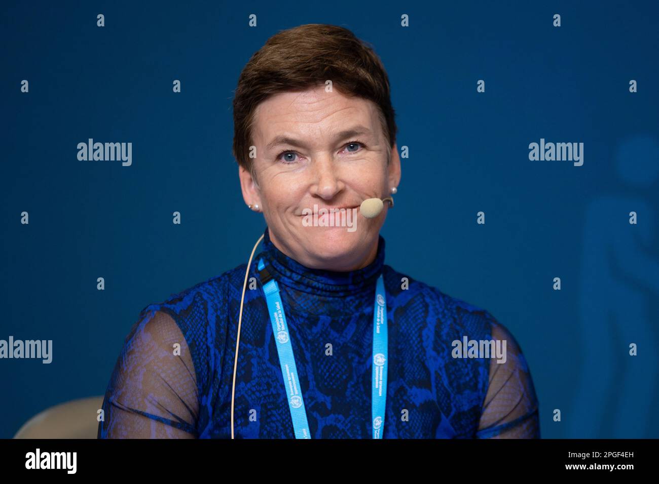 Bucarest, Romania. 22nd marzo 2023: Caroline Clarinval, rappresentante DELL'OMS in Romania, partecipa all'incontro regionale di alto livello DELL'OMS Europe sulla salute e l'assistenza ai lavoratori: Time to ACT, tenutosi a Bucarest. Credit: Lucian Alecu/Alamy Live News Foto Stock