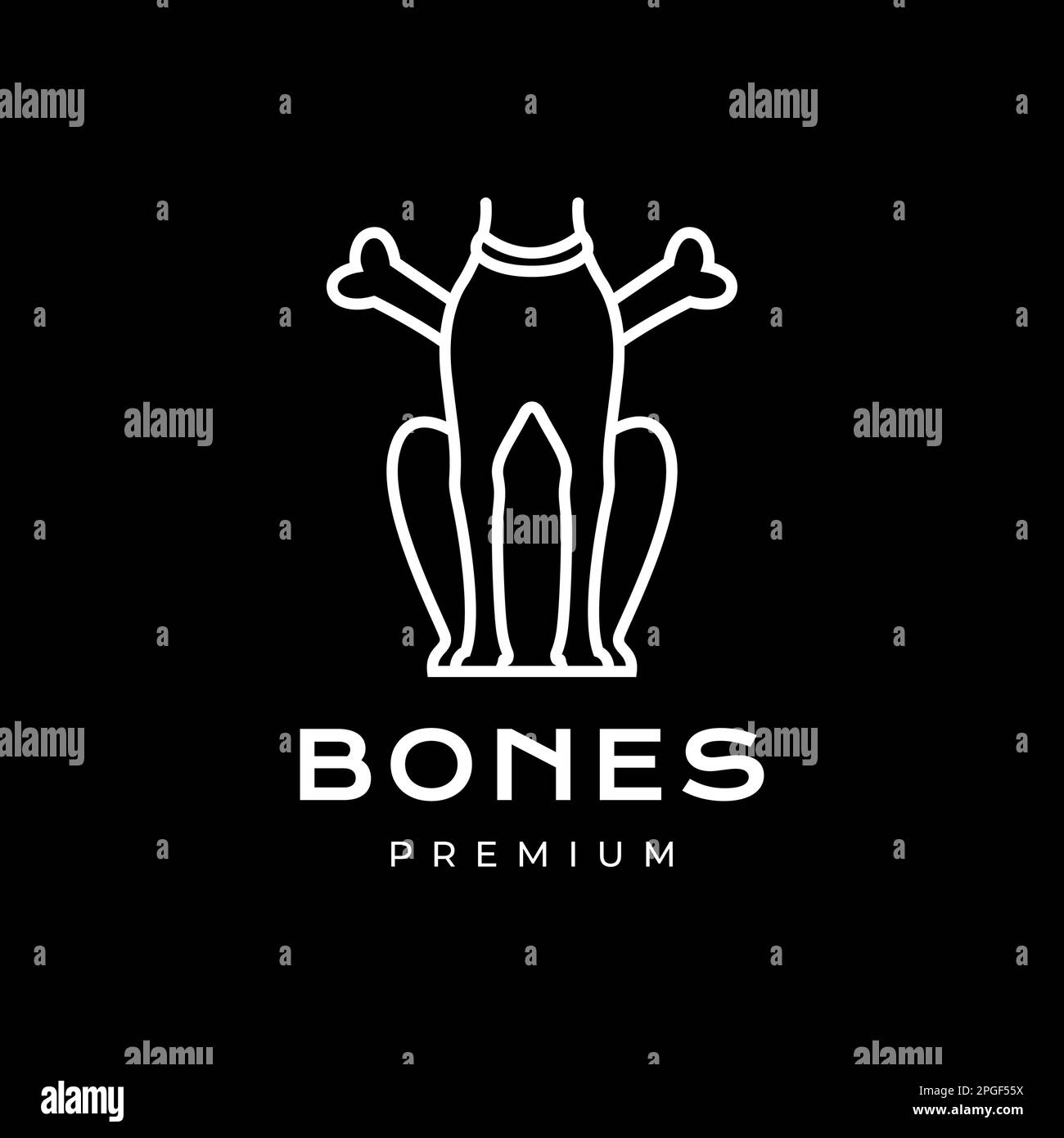 animali domestici cane canina zampa cucciolo caccia osso notte scura minimo logo vettore design Illustrazione Vettoriale