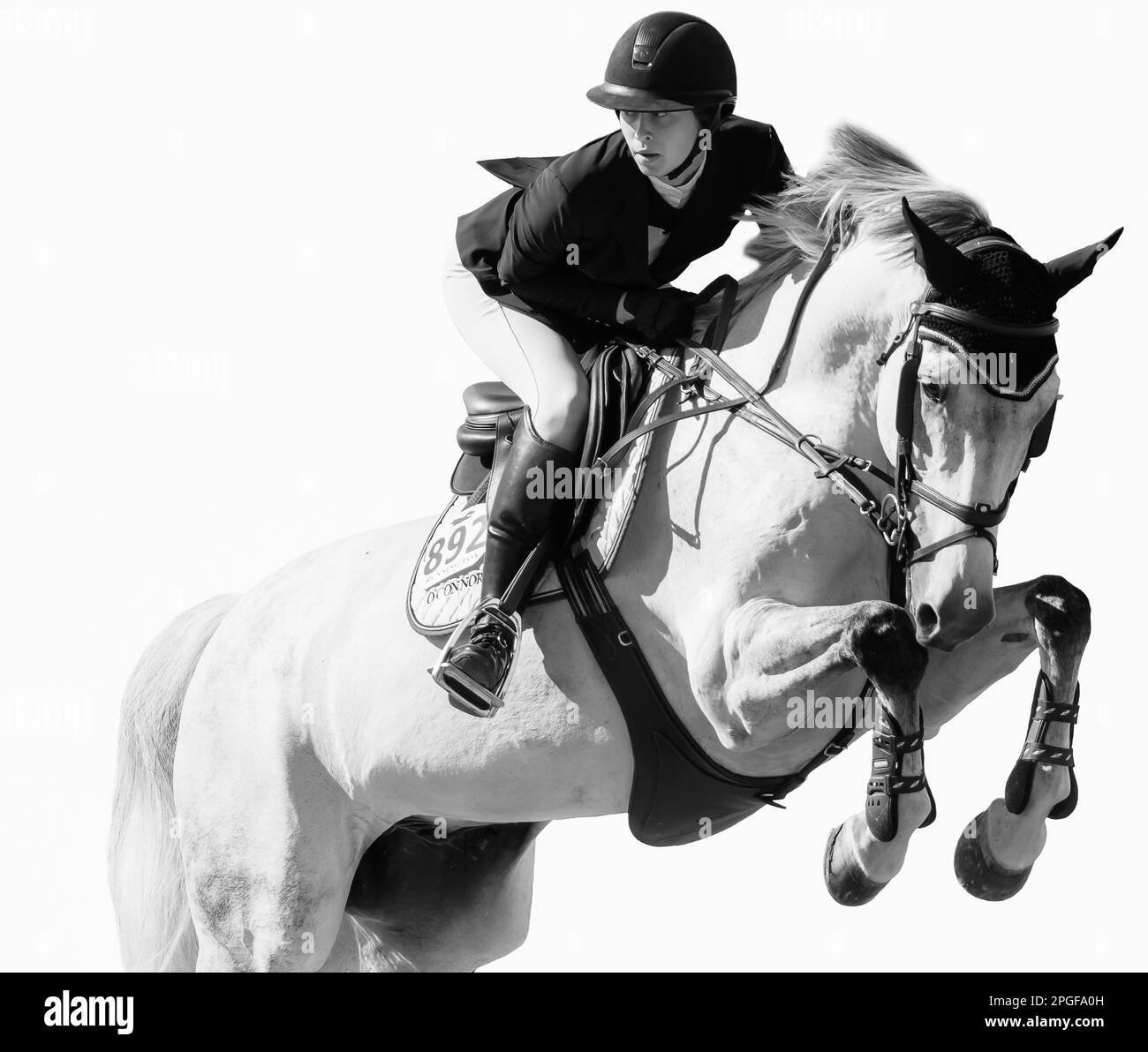 I piloti competono con i loro supporti. L'immagine è stata modificata per rimuovere lo sfondo e convertirla in bianco e nero. Foto Stock