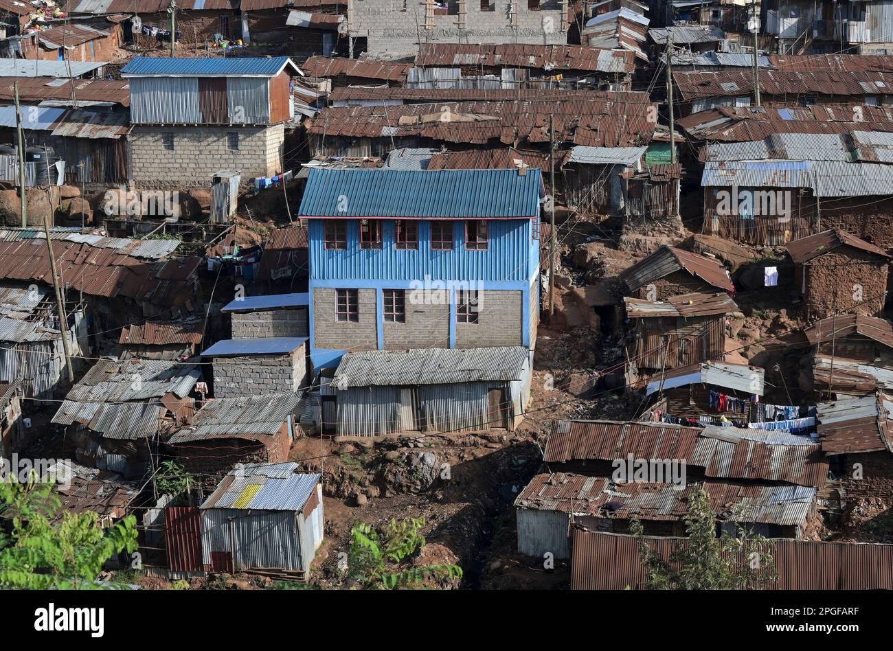 KENYA, Nairobi, Kibera slum / KENIA, Nairobi, Slum Kibera Foto Stock
