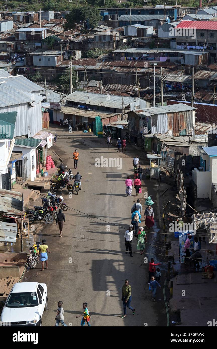 KENYA, Nairobi, Kibera slum / KENIA, Nairobi, Slum Kibera Foto Stock