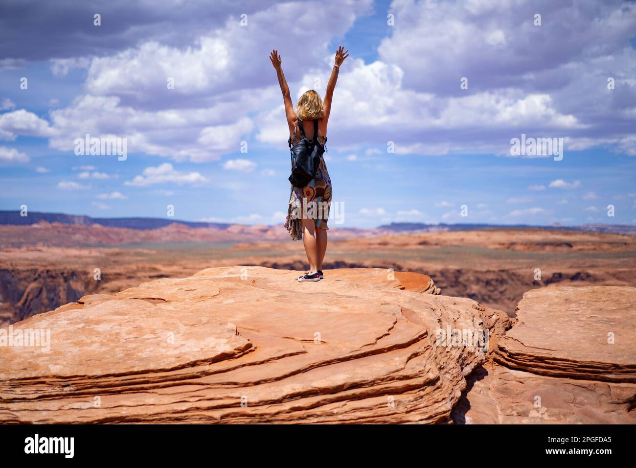 I viaggiatori scattano foto del Grand Canyon, Horseshoe Bend Foto Stock