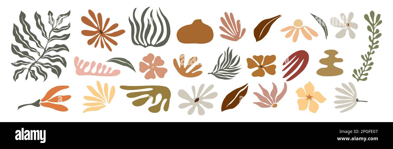 Set di forme ed elementi astratti disegnati a mano. Illustrazione Vettoriale