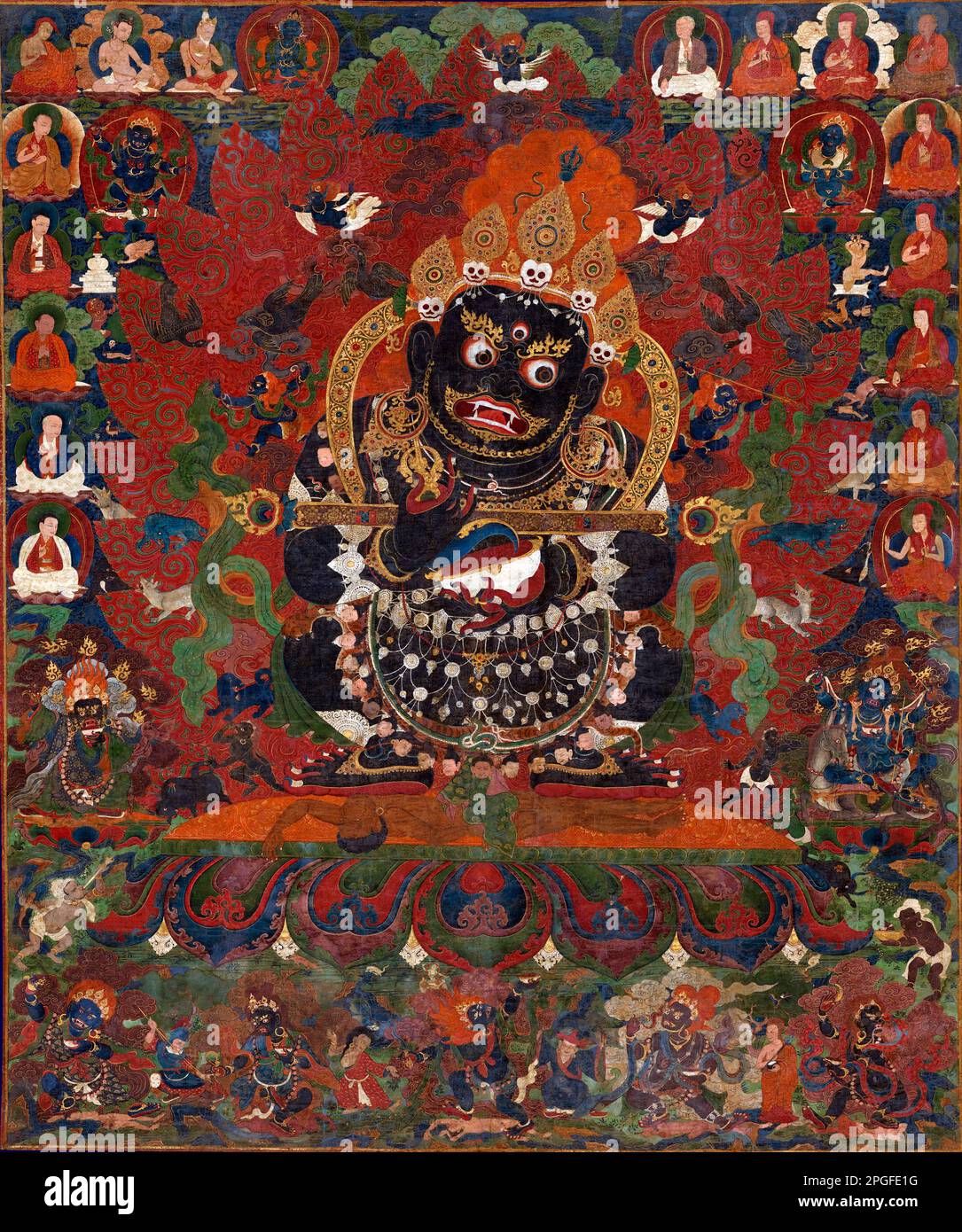 Mahakala, protettore del Tibet centrale della tenda ca. 1500 Foto Stock