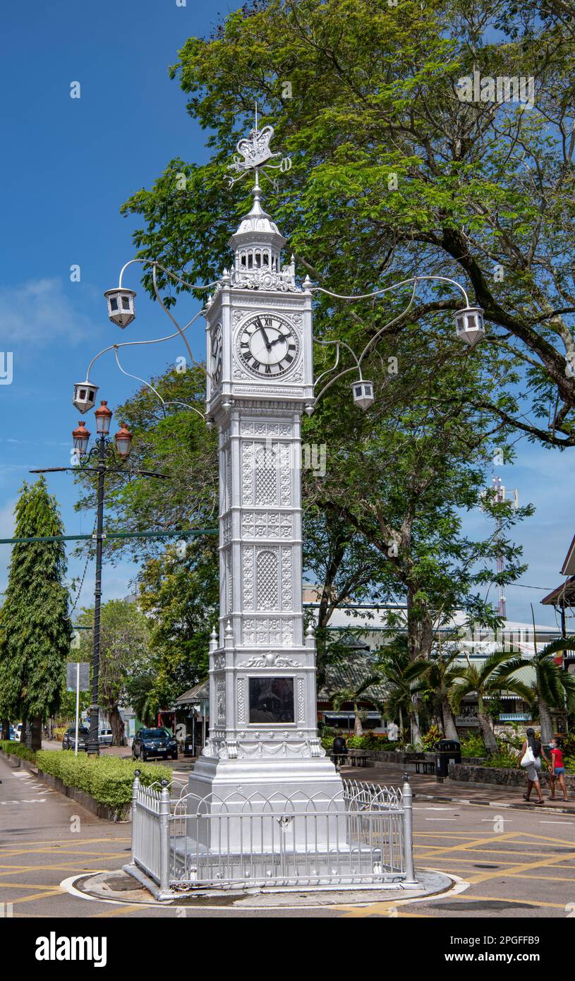 Torre dell'Orologio Victoria Mahe Seychelles Foto Stock