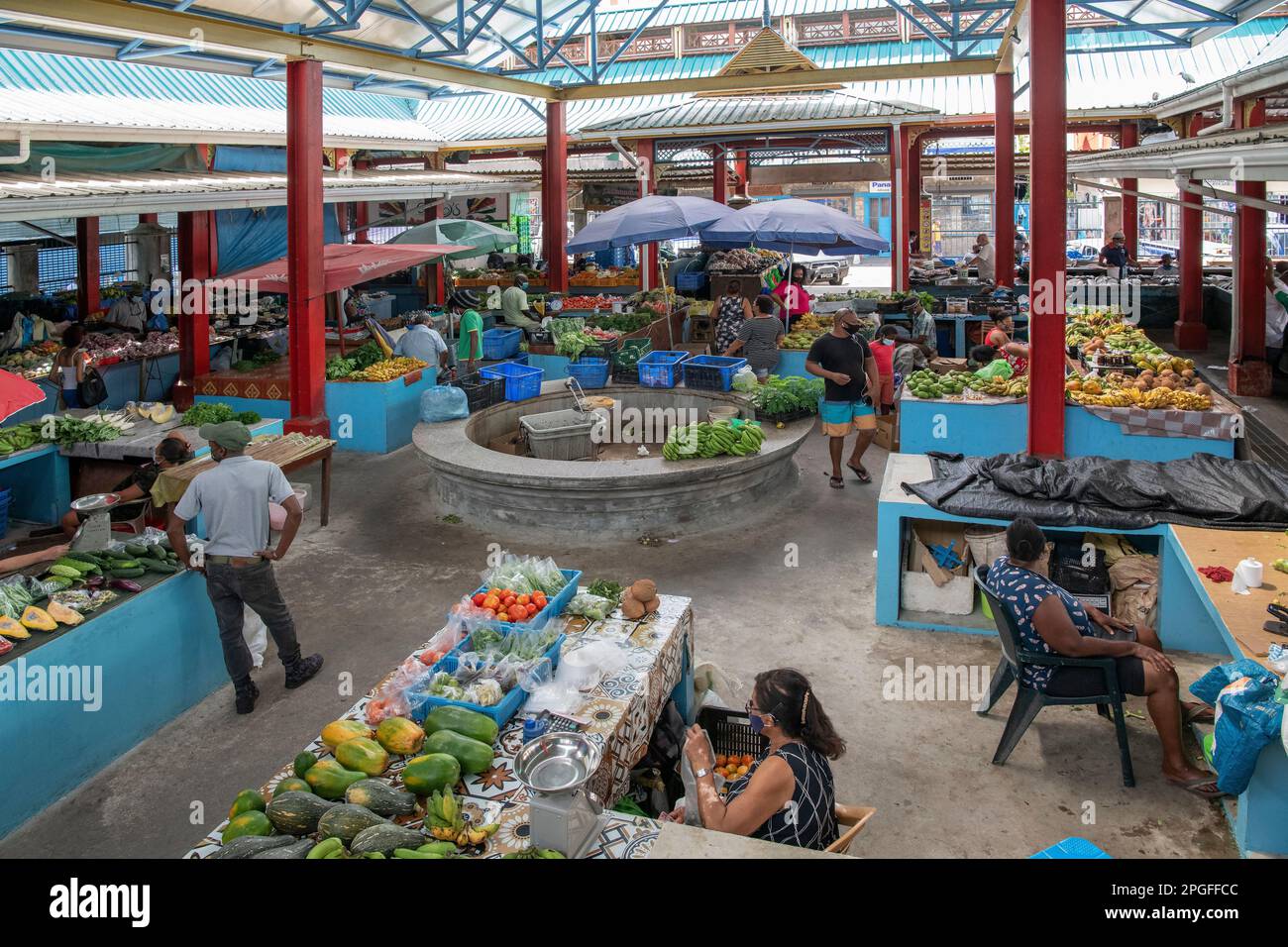 Sir Selwyn Clarke mercato coperto di frutta e verdura Victoria Mahe Seychelles Foto Stock