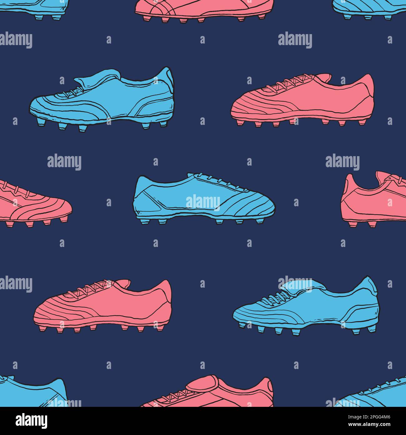 Gli stivali da calcio retrò sono un motivo perfetto. Sfondo dell'illustrazione vettoriale del fumetto. Per stampa, tessile, web, arredamento, moda, surfa Illustrazione Vettoriale