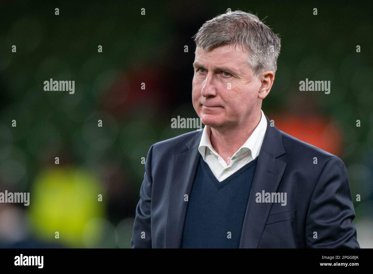 Dublino, Irlanda. 22nd Mar, 2023. L'allenatore irlandese Stephen Kenny durante la partita internazionale amichevole tra la Repubblica d'Irlanda e la Lettonia all'Aviva Stadium di Dublino, Irlanda il 22 marzo 2023 (Foto di Andrew SURMA/ Credit: Sipa USA/Alamy Live News Foto Stock